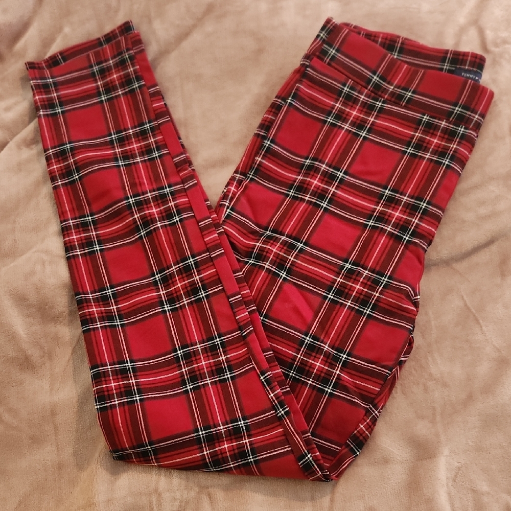 Tommy Hilfiger Red and Black Plaid Skinny Trousers